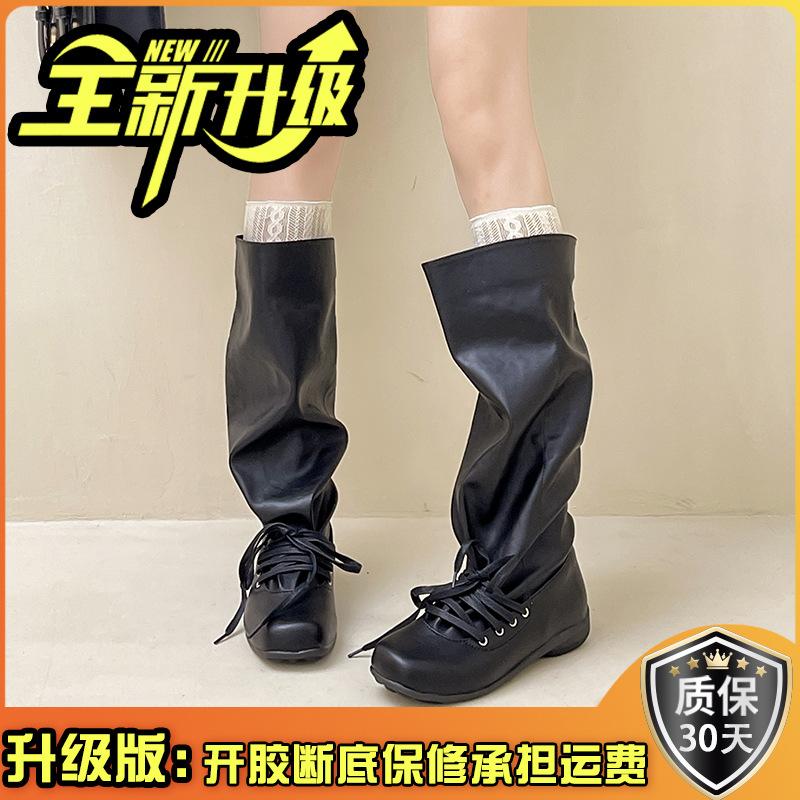 Retro Niche Design Sense British Style Thick Heel High Knight Boots Women's 2025 Autumn and Winter New Versatile Stacking Boots