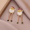 New Christmas Cartoon Rhinestone Pendant Earrings - Alloy Material