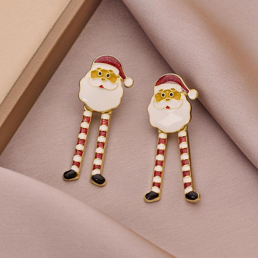 New Christmas Cartoon Rhinestone Pendant Earrings - Alloy Material