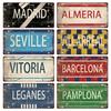 Spain City Metal Sign Licenses Plate Plaque Metal Vintage Tin Sign BARCELONA/MADRID/SEVILLE Flag Bar Pub Man Cave Club Poster