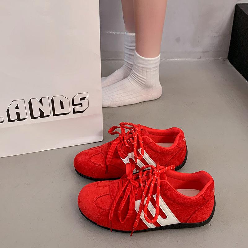 Retro Leopard Print Lace-up German Training Shoes Women's 2025 Early Autumn New Thin-soled Inner Height-increasing Racing Shoes Sports Casual Shoes