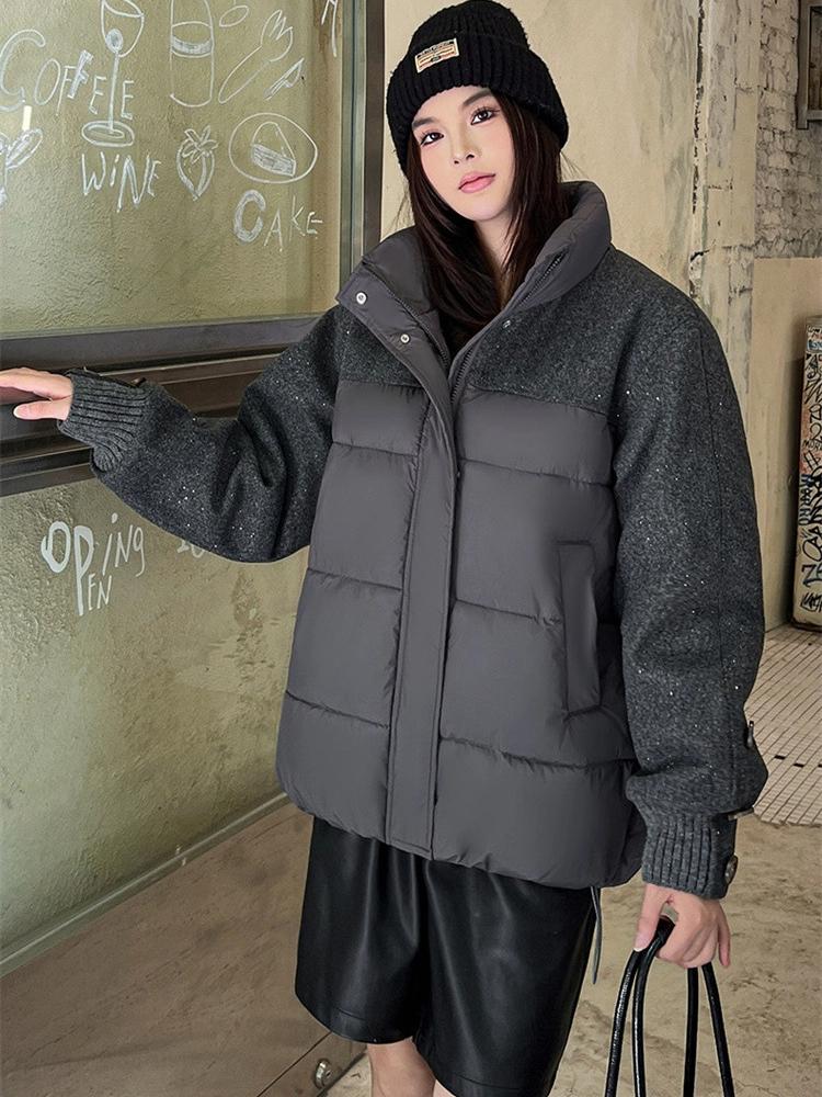 Stitching Cotton-padded Jacket Coat Women's Mid-length Thick Warm Jacket