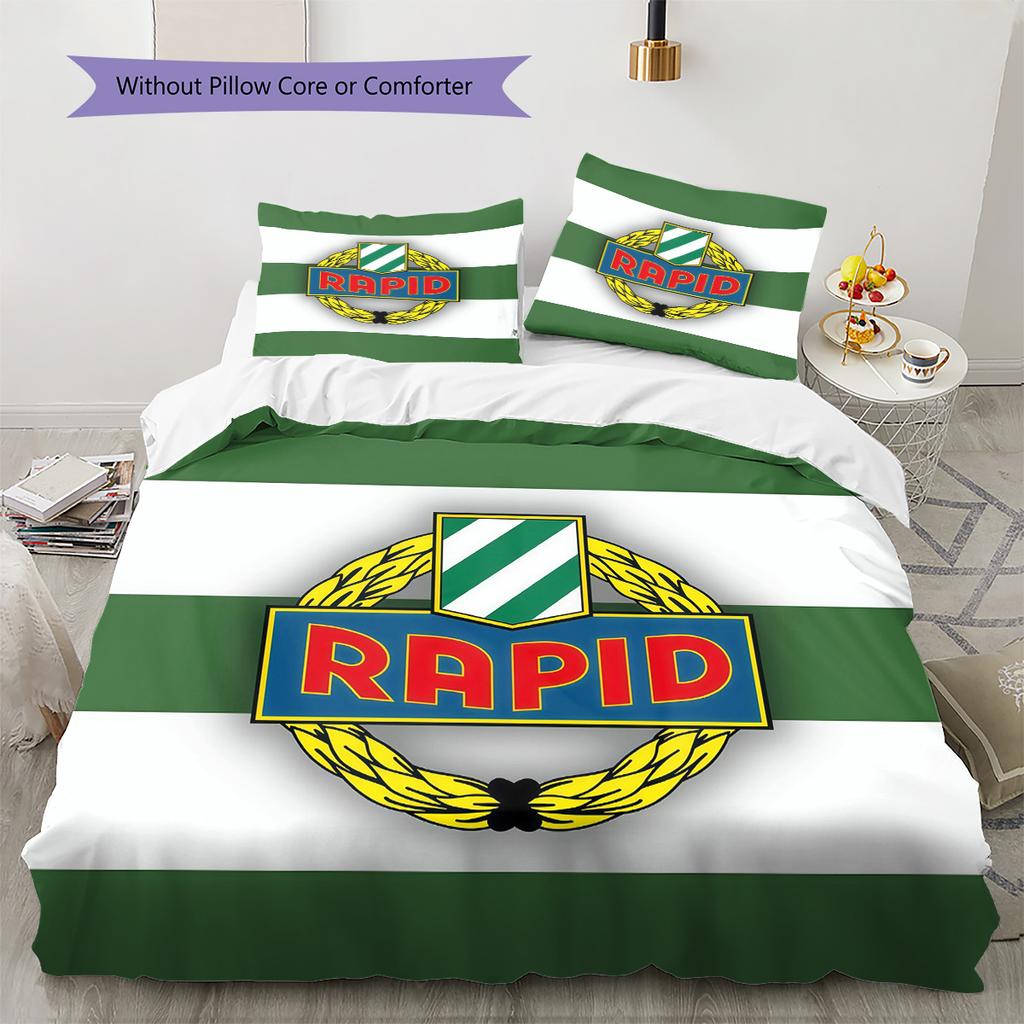 SK Rapid Wien Pattern Bedding Quilt Set Home Decoration Gift (1 * Duvet Cover + 2 * Pillowcase Without Core)
