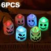 1/6Pack Halloween LED Candles Battery Operated Flameless Flickering Tea Lights Color Changing Votive Ghost Face Decor,Party Home
