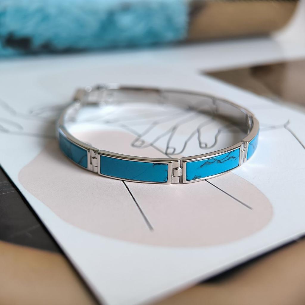 Серебряный браслет с бирюзой, вес изделия 18 гр (60002229)