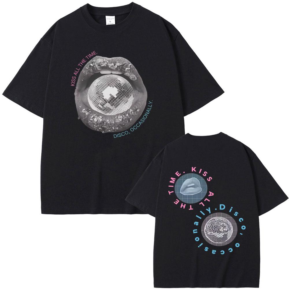 Kiss All The Time Disco Occasionally Graphic Tshirt Men Women Clothing Fashion Oversized T Shirt Male Hip Hop Retro Streetwear