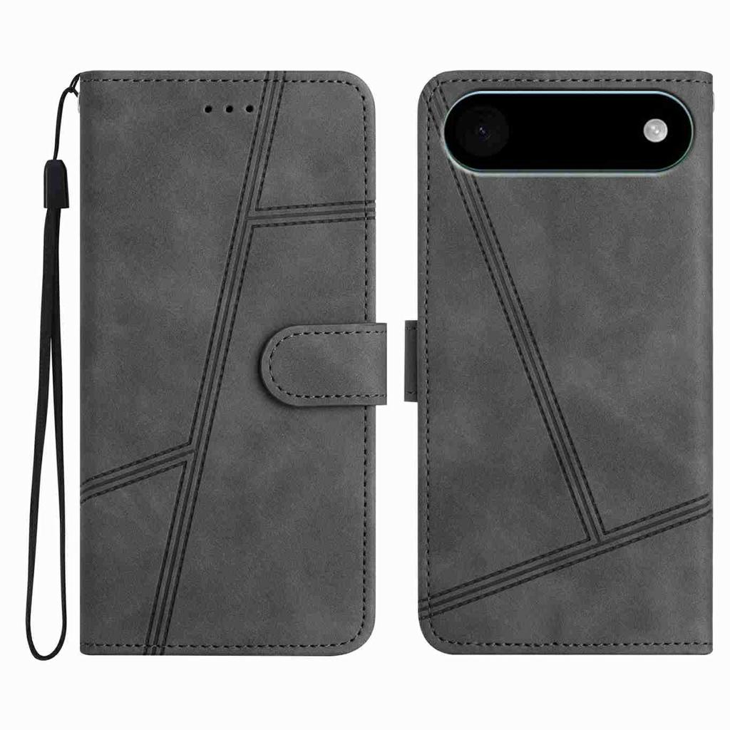 Für iPhone 17 Air Hülle Flip Leder Retro Handyhülle Linien Geprägt