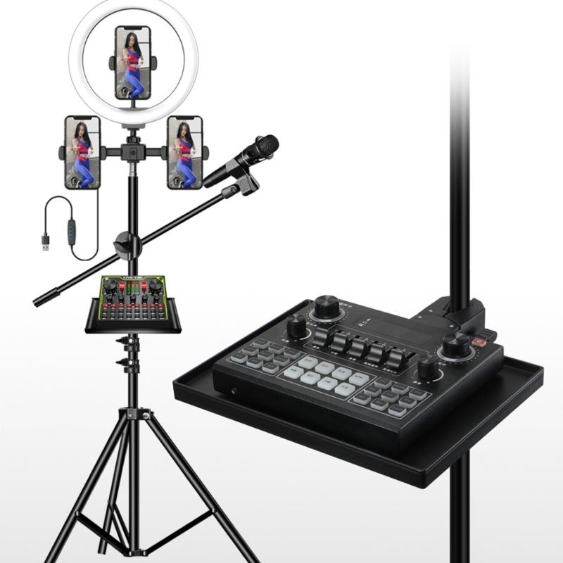 Multifunctional Microphone Stand Sound Card Tray Clip Holder For Live Tripod Bracket Mic Holder Assembly Accessories