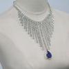 European And American Popular Products, Fashionable Blue Diamond Water Drop Pendant Necklace, Bridal Dress, Fashionable Dinner Party Necklace