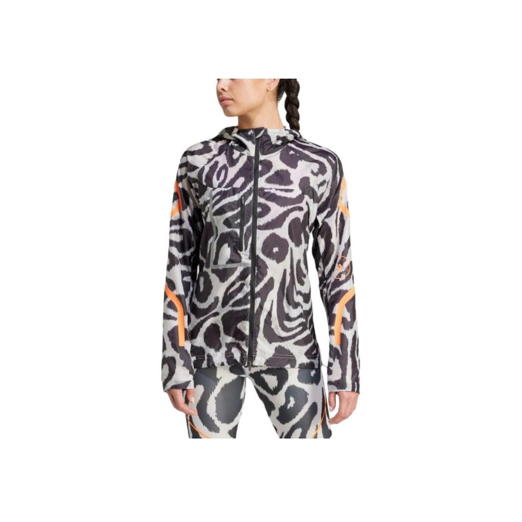 adidas Allover-Print Figurbetonte Kapuzenjacke Langarm Damen Oberbekleidung Schwarz IQ4481