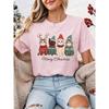 Women Christmas T‑Shirt Meowy Christmas Cute Cat Xmas Sweater Hat Reindeer Print Short Sleeve Casual Holiday Party Tee Tops Gift