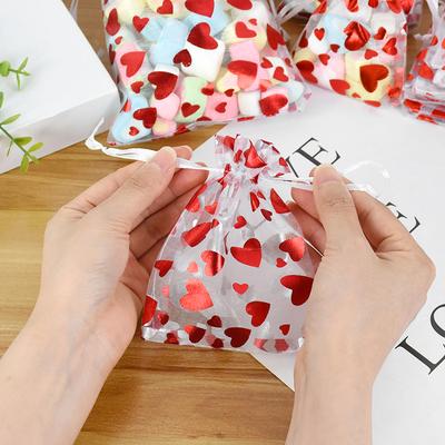 20 Stück Rote Liebesherz Organzabeutel Hochzeitsfeier Geschenk Süßigkeiten Kordelzugbeutel Weihnachten Valentinstag Schmuckbeutel Display
