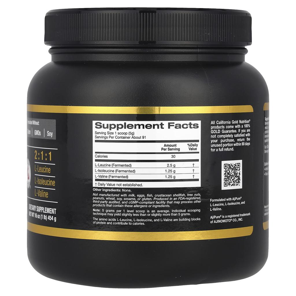 Sports, Bcaa Powder, Ajipure®, Branched Chain Amino Acids, L-Leucine, L-Isoleucine, L-Valine, 454 (1Lb)