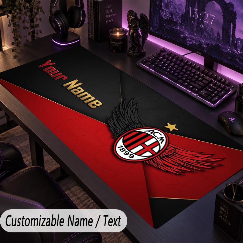 Large Mouse PadAC Milan Custom Name Text Personalized Desk Mat Non Slip Gaming Pad