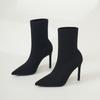 Socks Boots Knitted Short Boots Women's Boots Autumn and Winter Thin Heel Elastic Boots Black High Heels Socks Boots Show Legs Long Thin Boots