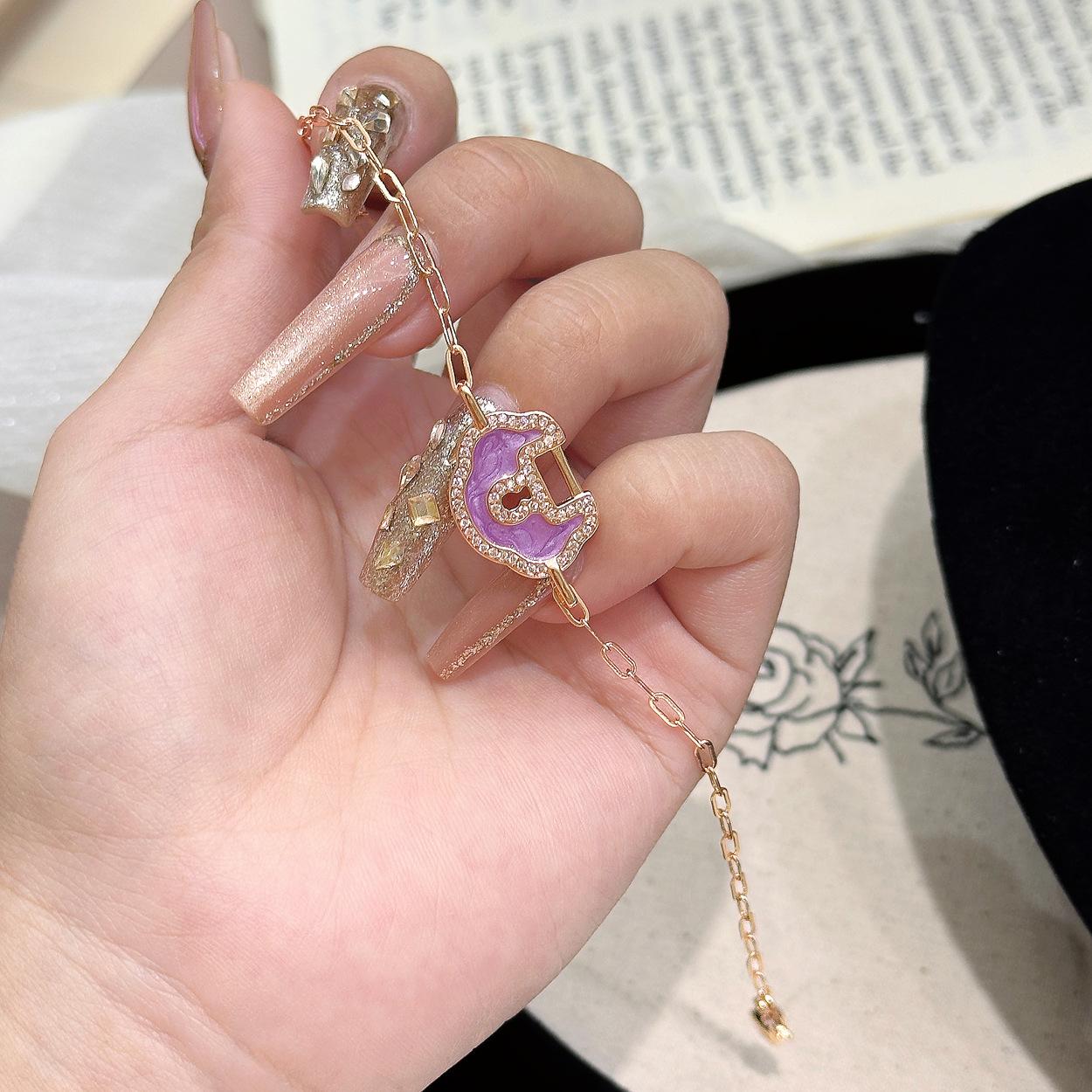 Xiaohongshu Explosive Seiko Violet Ruyi Lock Micro-inlaid Bracelet Necklace New Chinese Temperament Premium Set