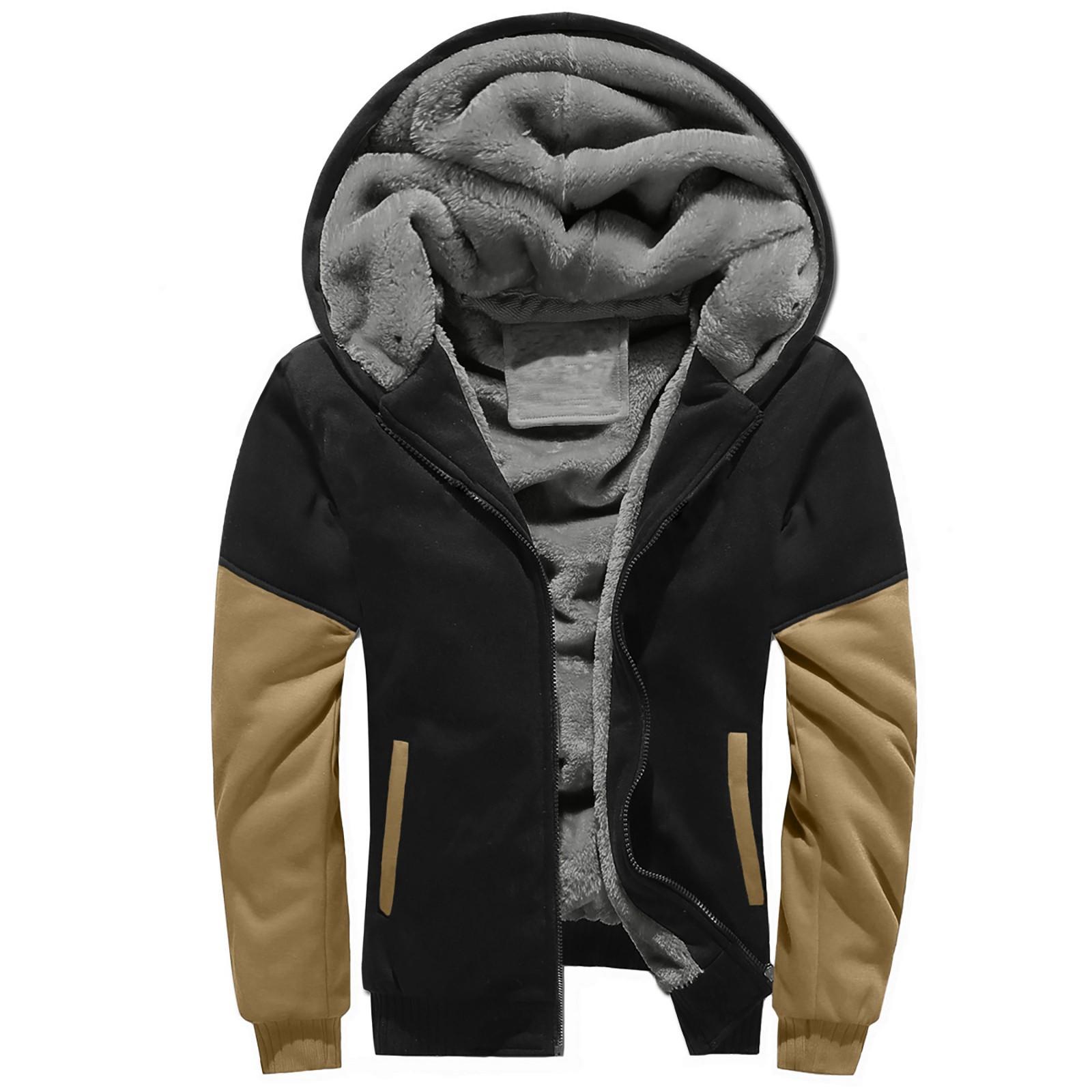 

Мужские пуловеры, зимние флисовые куртки с капюшоном для тренировок, шерстяные теплые толстые пальто с полной молнией XL хаки