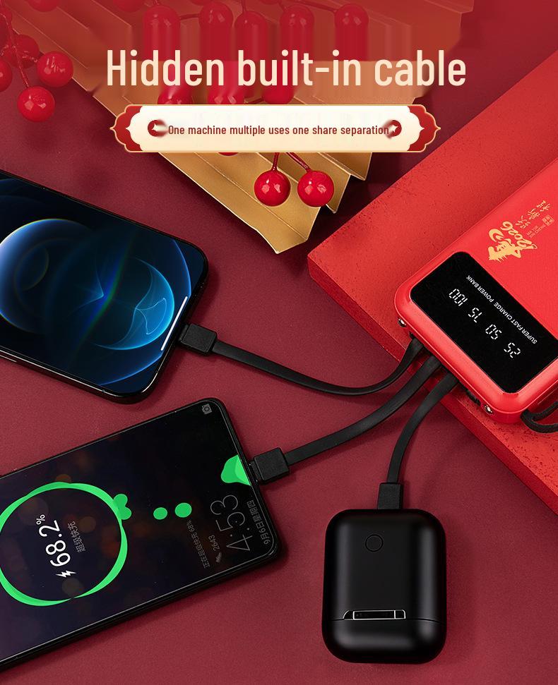 Year of the Horse Souvenir: 3C Certified Fast Charging Power Bank Set with Built-in Cable for Clients' Annual Meeting Gift