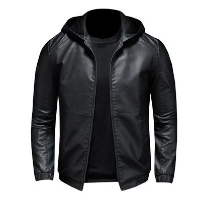 Lederjacke Herren Herbst und Winter Neue Slim Fit Fleece Verdickte Lederjacke Herrenmantel