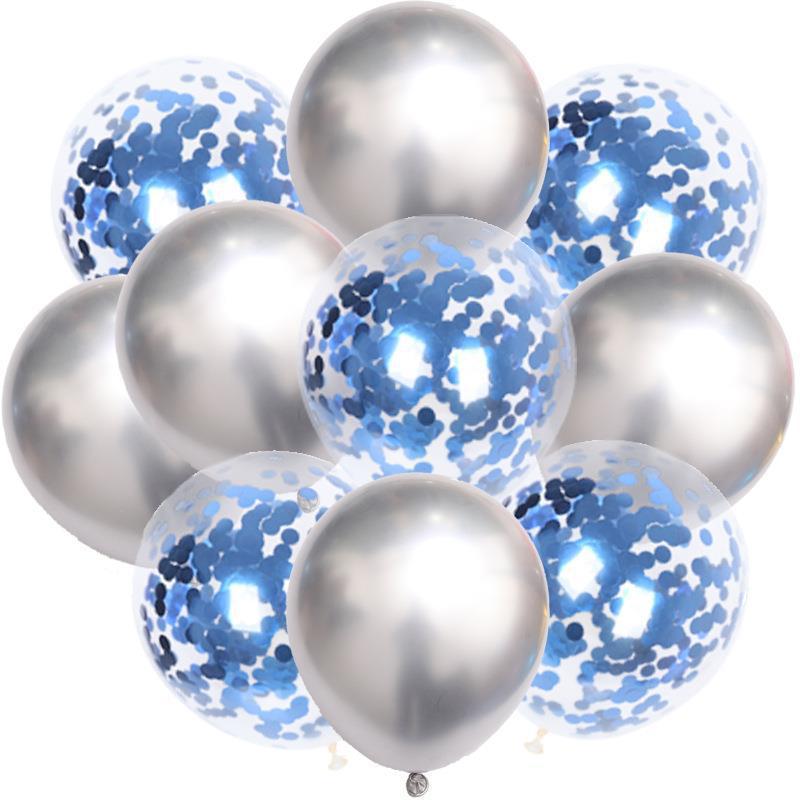 Birthday & Ceremony Decoration Balloon Set: Metallic Sequins, Table & Ground Floating Balloons.