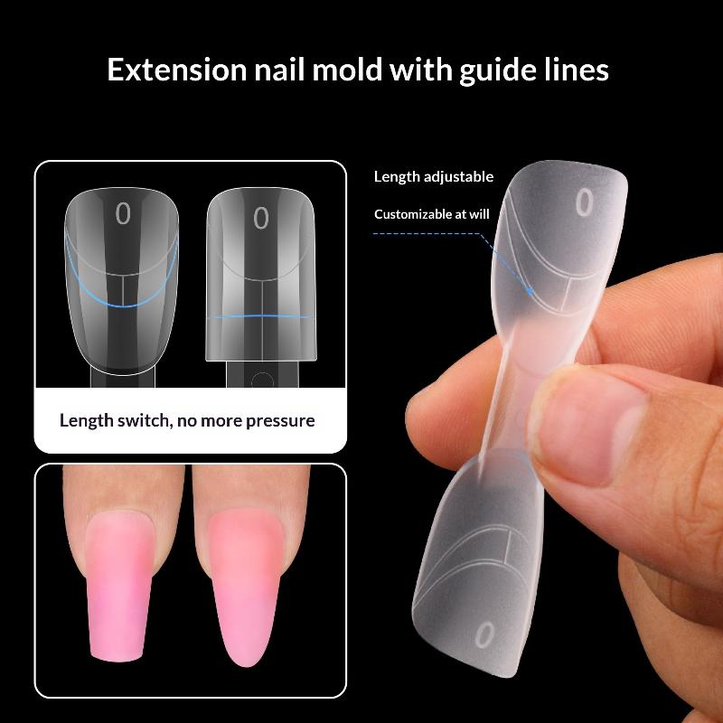 140Pcs 2 In1 Nail Dual Forms Quick Nail Extensions With Scale Crystal Armor Model Full Cover Tips Manicure Tool