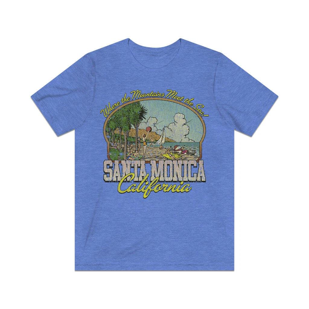 Santa Monica Where the Mountains Meet the Sea 1962 Vintage Men s T shirt L