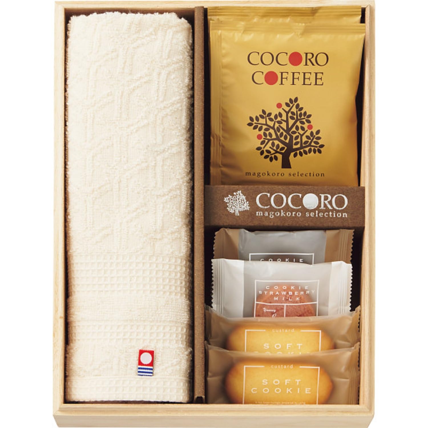 

Kokoro Imabari Towel and Sweets Set Baumkuchen Sweets Assortment Small Gift for New 2000 Yen (Wooden Box) COCO-20S Set, Gift, Present, Baby, Wedding,