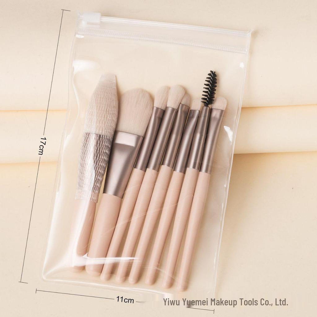 8-Piece Beginner Makeup Brush Set with Soft Bristles – Portable Bestseller Beauty Tool