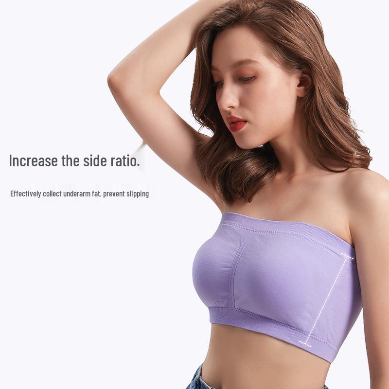Plus-Size Wireless Double-Layer Bandeau Camisole with Removable Pads