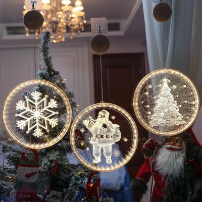 16cm Led Hanging Christmas Decorative Lights 3d Acrylic Led Lamps With Suction Cups For Doors