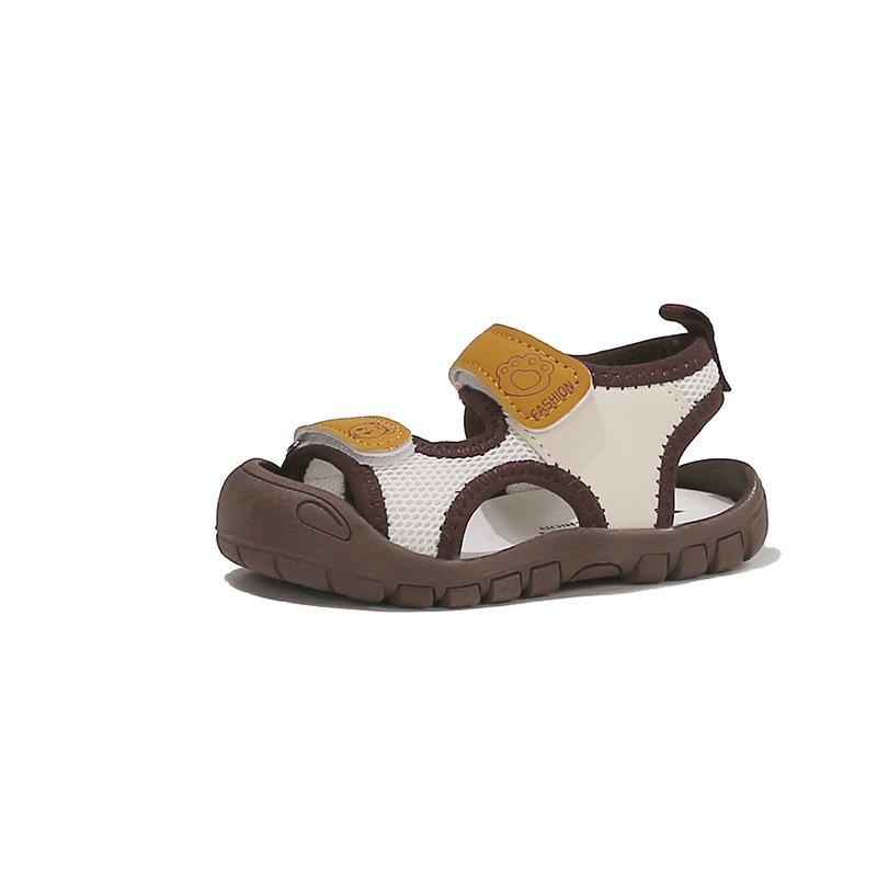 

Breathable Mesh Kids Semi Closed Toe Sandals Summer Soft Sole Casual Shoes for Baby Girls and Boys size 17 коричневый