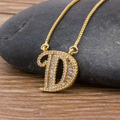 Nidin Light Luxury A-Z 26 Letters Necklace Zircon Pendant for Women Initials Name Necklace Fashion Party Wedding Jewelry Gift