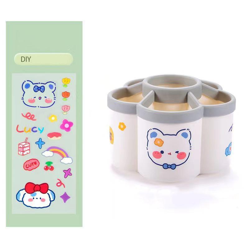 

Mr. Paper Large capacity Pen Box Rotating Cute Desktop Stationery Storage Box Multi Hole Student Supplies Back to School Gifts