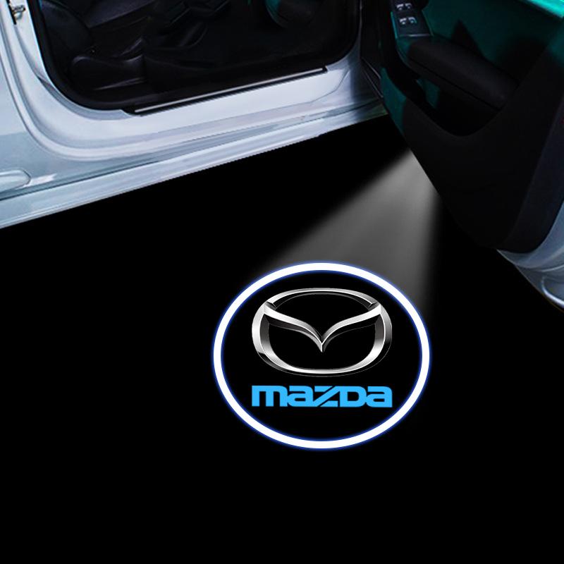 2Pcs Car Door Emblem Light LED Welcome Lamp Wireless Laser Projector For Mazda 2 3 4 5 6 7 8 9 323 626 Axela CX3 CX4 CX5 CX6 CX7 CX9 MX3 RX7 RX8