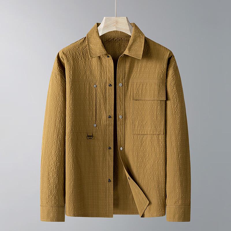 DIBINZE Plus Size Men's Solid Casual Turn-down Collar Thin Shirt Jacket