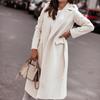 Women's Autumn and Winter Simple Long Sleeve V-Neck Tied Tweed Jacket