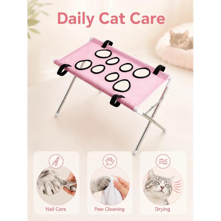 1Pcs Portable Pet Foldable Nail Grooming Bath Hammock Stand Clipping Helper Mesh Bathing Drying Table for Kitten Small Cats