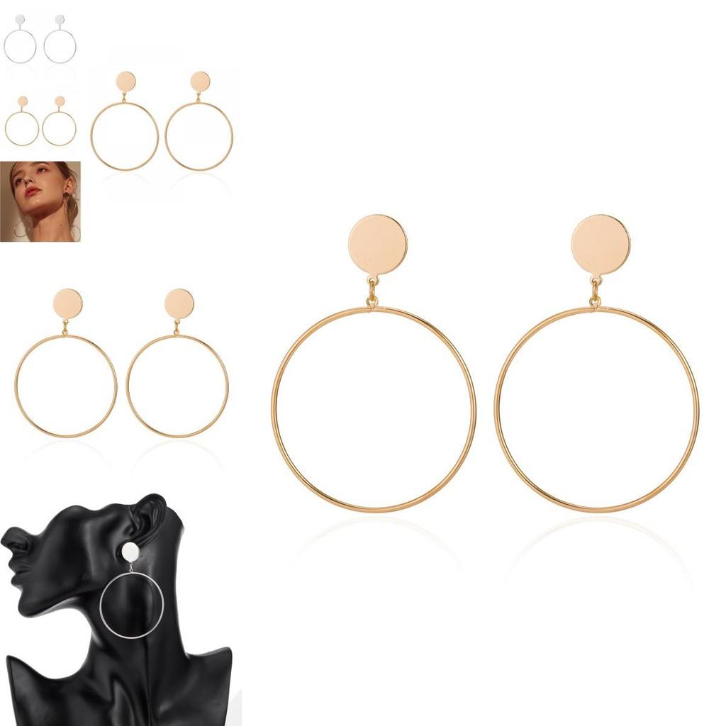 Trendsetting Large Alloy Hoop Earrings Simple Geometric Design For Women