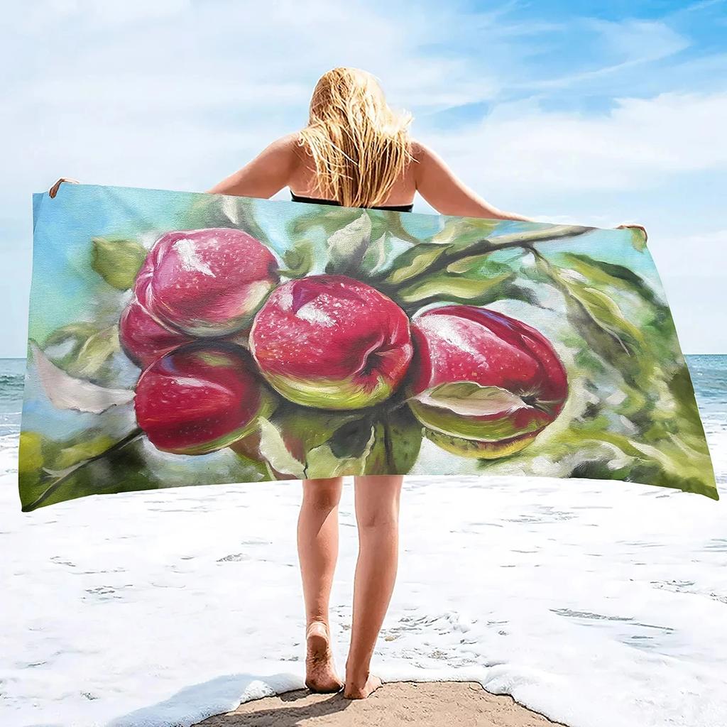 Cute Apple Beach Towel Microfiber Cartoon Fruit Bath Towel Quick Dry Sand Free Towels For Swimming Pool Beach Yoga Travel Sport
