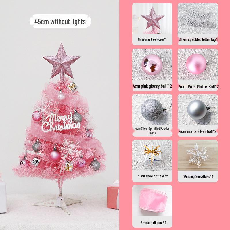Mini Pink Christmas Tree Set - 60cm & 45cm Desktop Decoration Ornaments