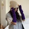 Solid Color Woolen Arm Gloves Hole Long Fingerless Sleeves Long Wrist Guard Warm Arm Covers  Girls