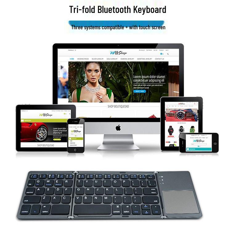 Ultra-Thin Bluetooth Tri-Fold Keyboard with Touchpad – Universal for Phone/Computer, Portable & Wireless