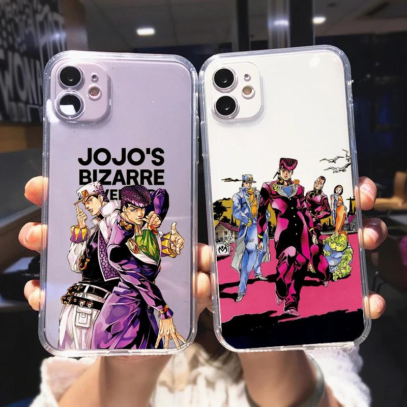 JAMULAR JoJo's Bizarre Adventure Průhledný kryt na telefon Pro iPhone 13 11 14 15 Pro 12 X XS MAX XR SE2 7 Plus Anime Měkký kryt Coque