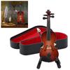 Miniature Violin Model with Stand Case Dollhouse Accessories Mini Musical Instrument Decor Gift