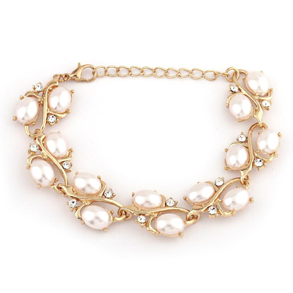 Latest Stylish Design Fancy Pearl Bracelet Earrings Necklace Jewellery Set for Women