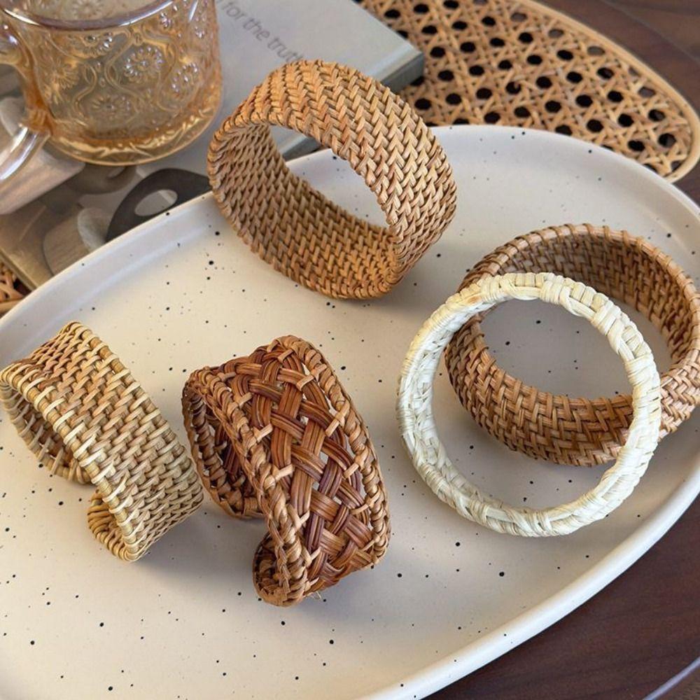 Bird Nest Shape Rattan Woven Bracelet Hand Ring Bohemian Braided Bracelet  Beach