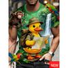 Men's Fun Beach Shirt Summer Vacation Fashionable Duck And Tropical Palm Tree Pattern Tshirt Casual Short Sleeve Oversized Tees