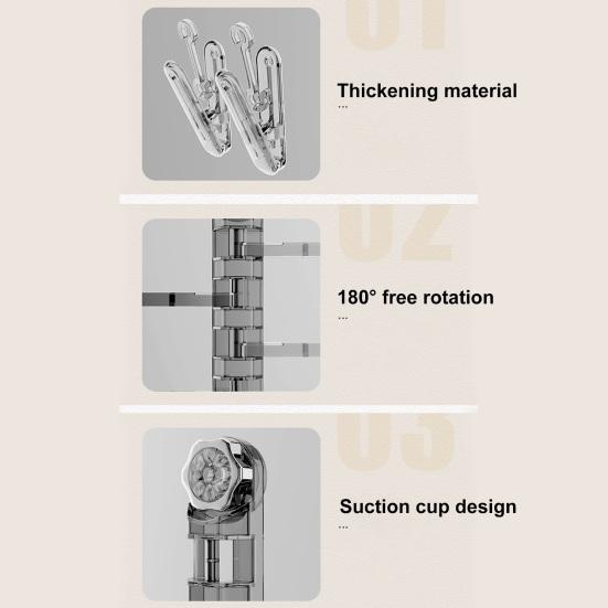 Yousheng Sock Drying Rack Wall Mounted Rotate Drying Hangers 28 Clips Strong Load-bearing Simple Installation Bathroom Laundry Rack