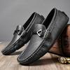 Fashion New Leisure Men Summer Leather Flats Shoes Slip on Outdoor Casual Shoes Low Top Lazy Shoes Non Slip Loafers Moccasins for Male