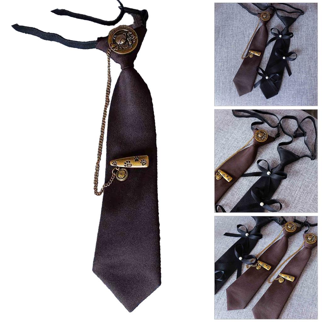 Stylish School Girl Necktie Kids Chain Pre-tied Tie Uniform Accessories Fashionable Girls' Necktie Preepy Look